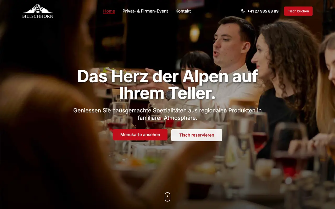 Screenshot der Website restaurant-bietschhorn.ch