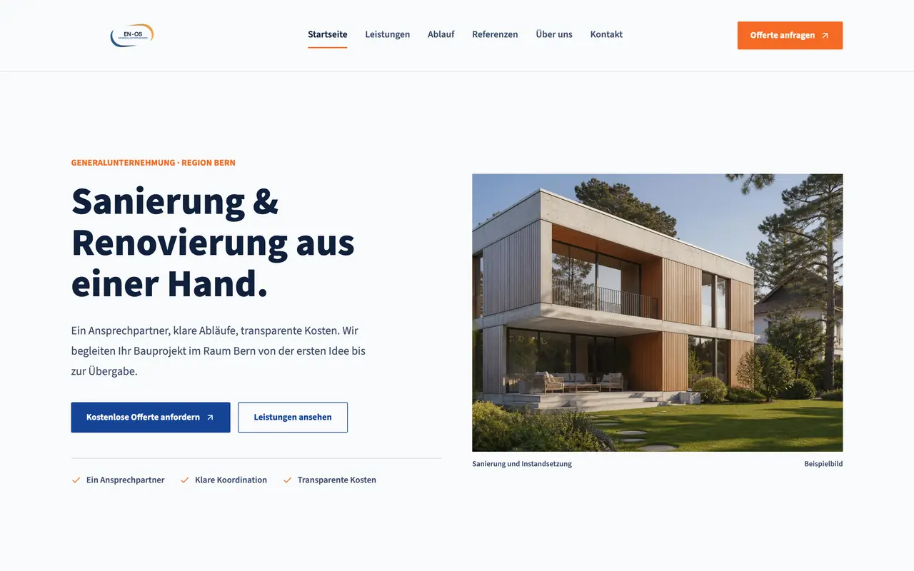 Screenshot der Website en-os.ch