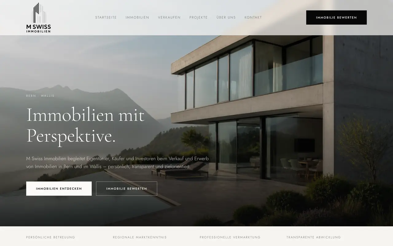 Screenshot der Website mswiss-immo.ch